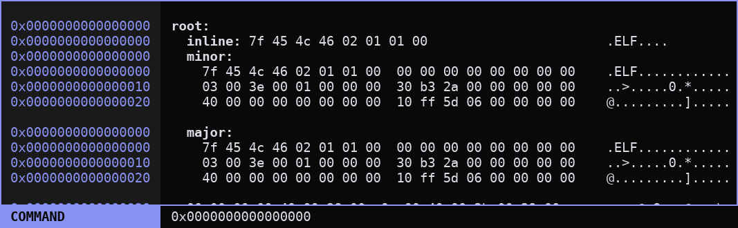 A screenshot illustrating the three title display modes.